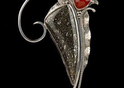 Pin- sterling silver, stones- pyrite with carnelian triangle_opt