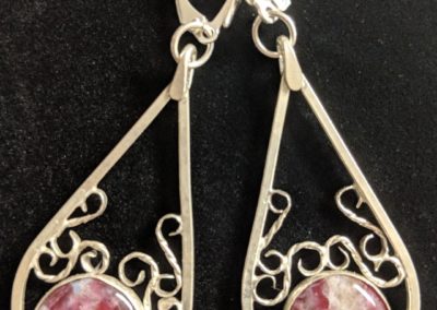 silver and eudalyte earrings.